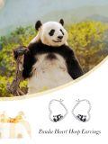 TOUPOP Sterling Silver Animal Heart Hoop Earrings Panda Bunny Fox Black Cat Corgi-0-5