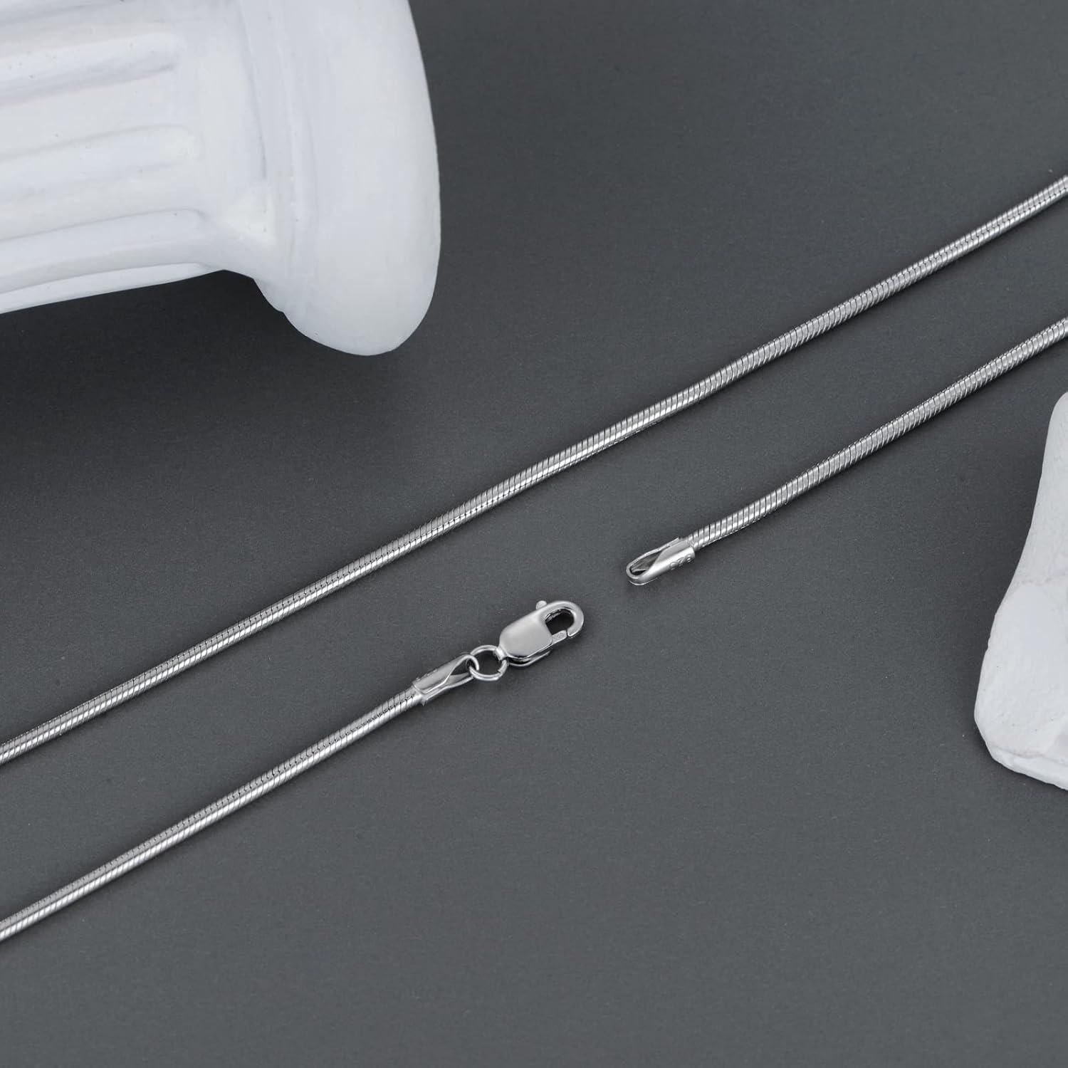 925 Sterling Silver Snake Chain Necklace for Men & Women - 1-3 mm Width (Length: Choose from 45cm to 78 cm)-0-2