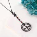 wholesale 925 Sterling Silver Red Stone Gothic Pendant with Inverted Cross and Pentagram Charm Necklace for Women-0-3