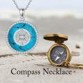 wholesale 925 Sterling Silver Malachite Round Compass Pendant Necklace for Women's Graduation Gifts-0-14