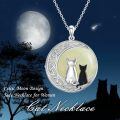 wholesale 925 Sterling Silver Cat On Moon Pendant Necklace-0-12