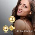 wholesale 18K Golden Solid 18K Gold Ball Stud Earrings - Small Round Ear Pins for Women (5 mm)-0-12