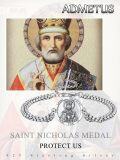 wholesale 925 Sterling Silver Saint Nicholas Medal Charm Bracelet with Extender Chain for Men Women Boys Girls Gift Jewelry Accessories (Silver Tone)-0-5
