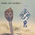 wholesale 925 Sterling Silver Snake and Celtic Knot Design Cross Pendant Necklace for Women-0-5