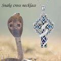 wholesale 925 Sterling Silver Snake and Celtic Knot Design Cross Pendant Necklace for Women-0-5