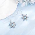 wholesale 925 Sterling Silver Blue Moonstone Snowflake Drop Earrings for Women Girls -0-2