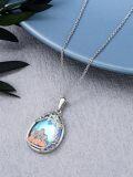 wholesale 925 Sterling Silver Tree of Life Blue Moonstone Family Pendant Necklaces for Women Girls Mom Daughter Sister Gift Jewelry Set-0-4