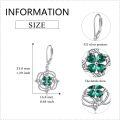 wholesale 925 Sterling Silver Celtic Knot Green Crystal Shamrock Leverback Drop Earrings-0-5