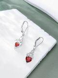 wholesale 925 Sterling Silver Heart Birthstone Celtic Knot Dangle Leverback Earrings-0-4