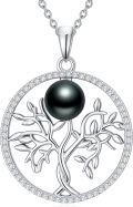 wholesale Tahitian Tree Of Life Black Pearl Necklace For Women Sterling Silver Black Pearls Necklace Gifts For Sister Birthday Anniversary Jewelry Valentine Christmas Gifts For Women Wife Her -0-1