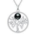 TOUPOP Sterling Silver Black Pearls Necklace Women's Jewelry Gift-0-1