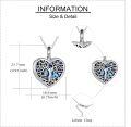 wholesale 925 Sterling Silver Heart-Shaped Abalone Shell Tree of Life Cremation Jewelry Urn Pendant Necklace with Chain and Funnel Set-0-3