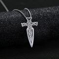 wholesale 925 Sterling Silver Celtic Cross and Sword Pendant Necklace - Gothic Viking Jewelry for Men & Women-0-3