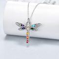wholesale 925 Sterling Silver Rainbow Crystal Dragonfly Urn Keepsake Memorial Cremation Ashes Locket Necklace s for Women and Girls-0-3
