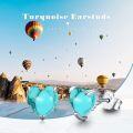 wholesale 925 Sterling Silver Heart Turquoise Stud Earrings Vintage  for Women Girls-0-4