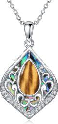 wholesale Filigree Gemstone Necklace 925 Sterling Silver Teardrop Bohemian Necklace Abalone Shell Filigree Jewelry Birthday Christmas Gifts For Women -0-0