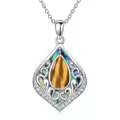 TOUPOP Sterling Silver Abalone Shell Teardrop Filigree Necklace Gift-0-0