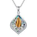 TOUPOP Sterling Silver Abalone Shell Teardrop Filigree Necklace Gift-0-0