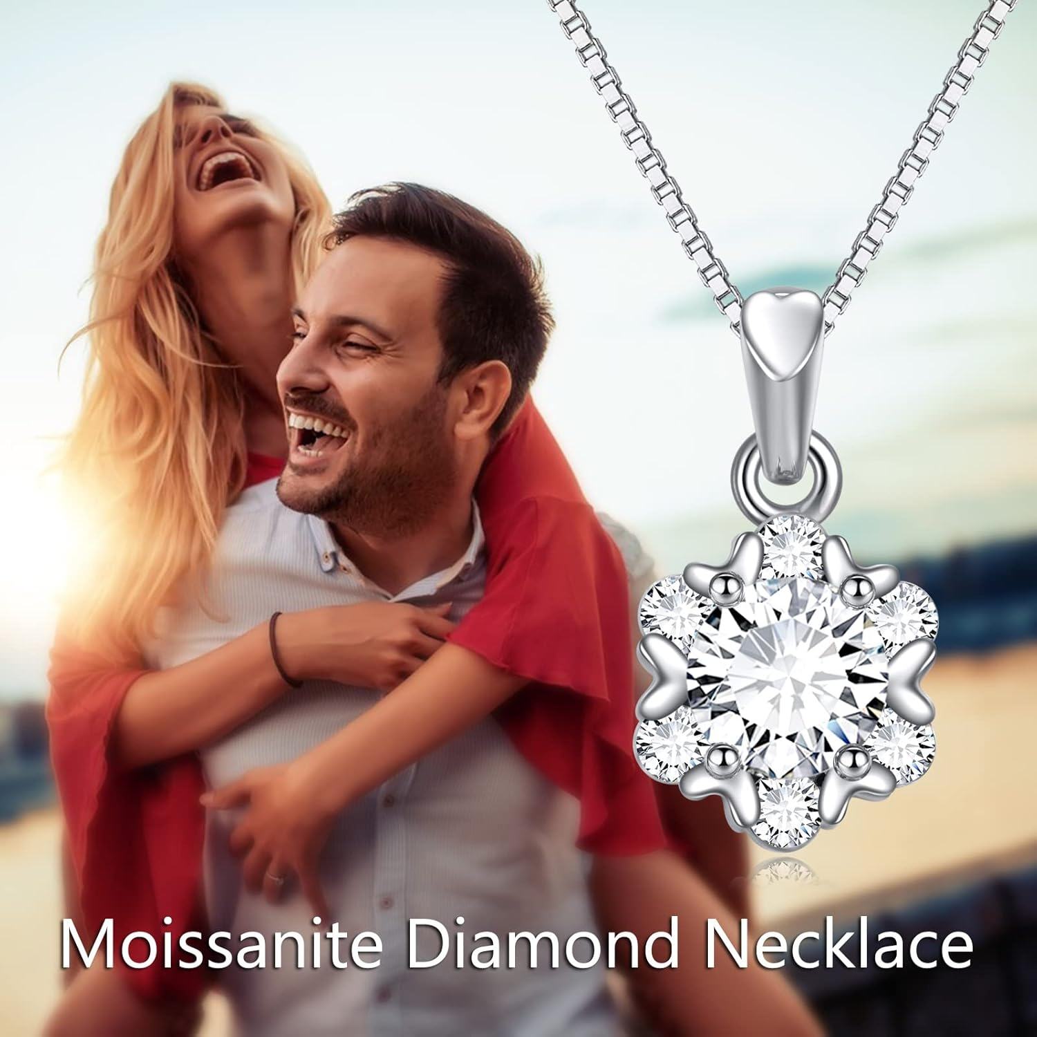 wholesale 925 Sterling Silver with Heart-Shaped Stone and Flower Design Pendant Necklace - Mother's Day Gift-0-2