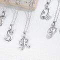 wholesale 18K White Gold Plated Sterling Silver Moissanite Heart Initial A-Z Necklace for Women-0-1