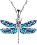 wholesale 925 Sterling Silver Dragonfly Pendant with Blue Enamel and CZ Stones Necklace for Women-0-0
