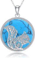 wholesale 925 Sterling Silver Turquoise Squirrel Tree of Life Necklace for Women Men-0-0