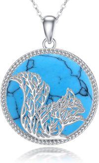 wholesale 925 Sterling Silver Turquoise Squirrel Tree of Life Necklace for Women Men-Squirrel Tree of Life