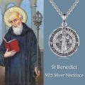 wholesale 925 Sterling Silver Saint Benedict Necklace with Hypoallergenic Pendant - 1.19 Inch Elegant Religious Jewelry for Protection & Blessing - Gift Box Included-0-4