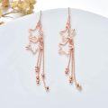 wholesale Rose Gold 925 Sterling Silver Star Drop Threader Earrings with Beaded Chains for Women and Teenagers - Hypoallergenic Jewelry-0-4