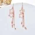 wholesale Rose Gold 925 Sterling Silver Star Drop Threader Earrings with Beaded Chains for Women and Teenagers - Hypoallergenic Jewelry-0-4