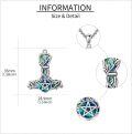 wholesale 925 Sterling Silver Viking Thor's Hammer Necklace w/Tree of Life & Pentagram Gemstone Pendant for Men Women Norse Mythology s 24 Chain -0-3