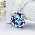 wholesale 925 Sterling Silver Blue Crystal Heart Zodiac Constellation Pendant Necklace-0-3