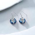 wholesale 925 Sterling Silver Peacock Feather Blue Crystal Drop Earrings-0-1