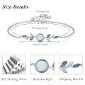 wholesale 925 Sterling Silver Blue Opal Leaves Charm Bracelet for Women's Gifts-0-6