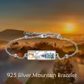 wholesale 925 Sterling Silver Feather Design Mountain Stone Bracelet for Women Gifts for Skiing and Hiking Enthusiasts-0-4