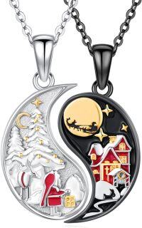 wholesale 925 Sterling Silver Christmas Couple's Yin Yang Pendant Necklaces-30-Yin Yang Christmas