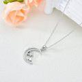 wholesale 925 Sterling Silver Crescent Moon & Stars with Diamonds Pendant Necklace for Women-0-2