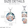 wholesale 925 Sterling Silver Rainbow Crystal Rose Flower Sisters Circle Pendant Necklace-0-5