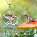 wholesale 925 Sterling Silver Guitar Frog Under Red Mushroom Heart Pendant Necklace With Cubic Zirconia-0-5