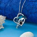 wholesale 925 Sterling Silver Blue Crystal Dolphin Pendant Necklace Gift for Women Girls Mom Girlfriend-0-3