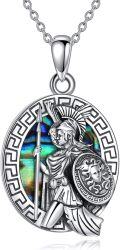 wholesale 925 Sterling Silver St. Jude Thaddeus Medal Pendant Necklace with Abalone Shell and Greek Key Design for Men & Women-0-0