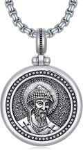 wholesale 925 Sterling Silver Oxidized Matte Orthodox Saint Pendant Necklace for Men & Women-0-0