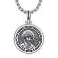 wholesale 925 Sterling Silver St George Dragon Slayer Round Pendant Necklace-0-0