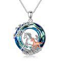 TOUPOP Sterling Silver & Stone Horse Necklace Gift for Women-0-0