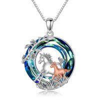 TOUPOP Sterling Silver & Stone Horse Necklace Gift for Women-undefined