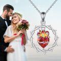 wholesale 925 Sterling Silver Sacred Heart with Crown of Thorns and Crucifix Pendant Necklace Gift for Women-0-5