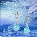 wholesale 925 Sterling Silver Teardrop Turquoise Drop Earrings with Leverbacks for Women-0-4