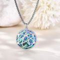 wholesale 925 Sterling Silver Round Abalone Shell Pentagram Pendant Necklace  for Women Men Gothic Witchcraft  48cm Chain Length-0-2