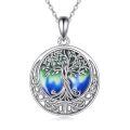 wholesale 925 Sterling Silver Celtic Knot Tree of Life Green Blue Agate Pendant Necklace-0-0