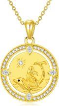 wholesale Gold-Plated 925 Sterling Silver Dolphin & Sun&Moon Pendant Necklace for Women-0-0
